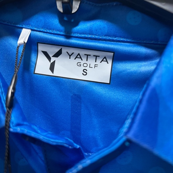 Yatta Golf Mens Small Polo Shirt Paddle Fade Blue NWT Pickleball Print - Picture 2 of 5